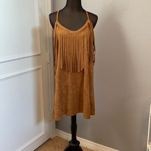 Boho Jane vegan leather fringe dress style is EmmyLou